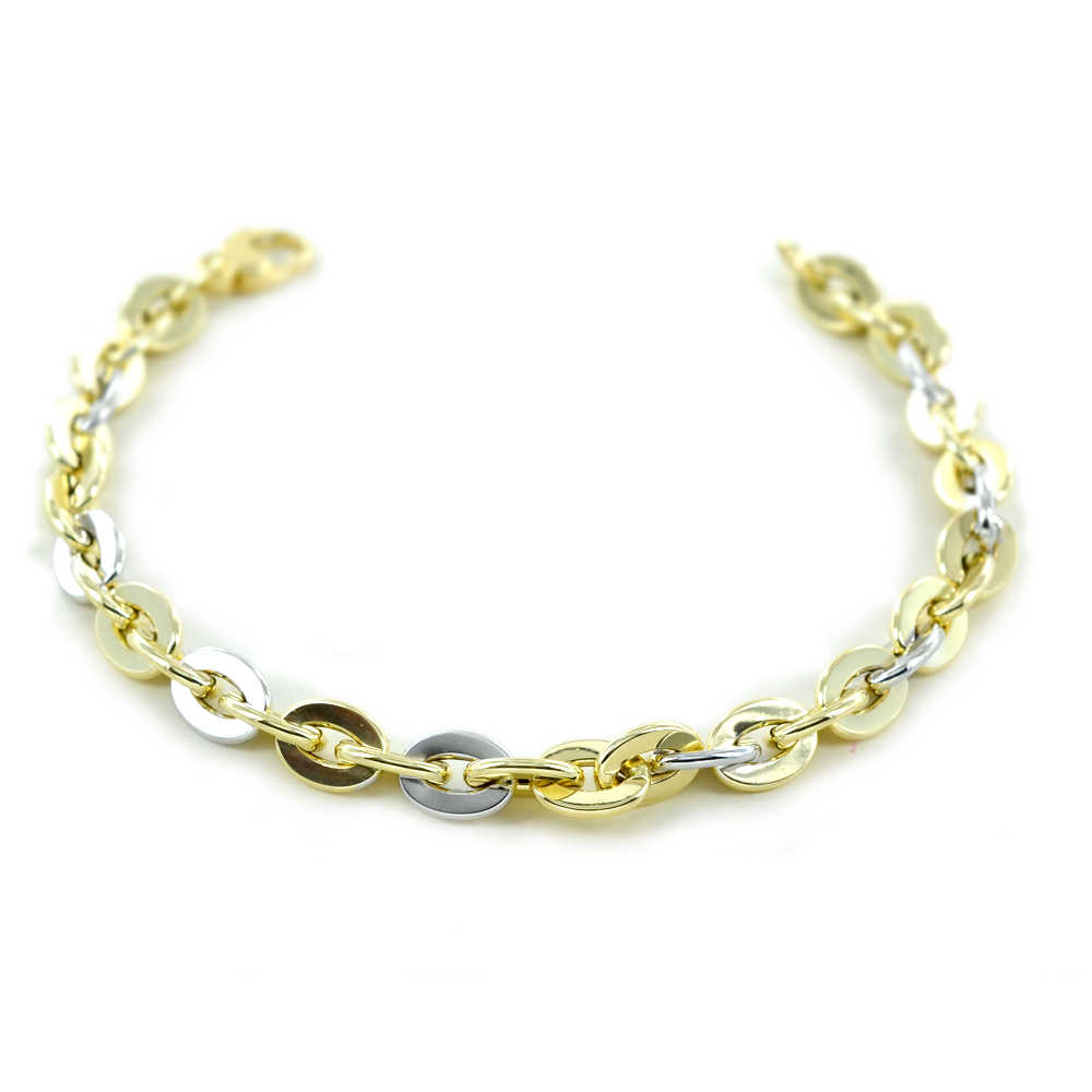 Bracciale Donna a catena in oro giallo e bianco bicolore