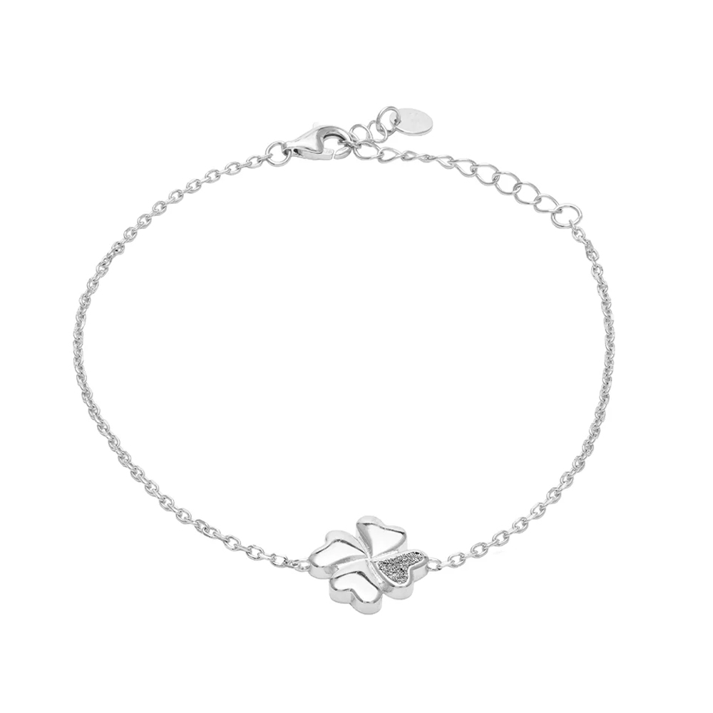 Bracciale donna gioielli Rebecca in Argento Quadrifoglio con Polvere di diamanti SJLBAA75