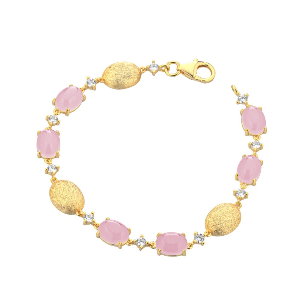 Bracciale Donna in Argento Dorato con pietre rosa Venice