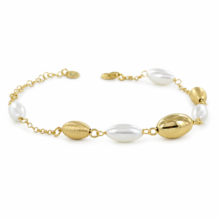 Bracciale Donna in Argento giallo perle flat collezione Bonton Marcello Pane
