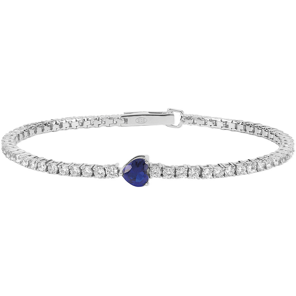 Bracciale donna Mabina in argento con Cuore Blu e zirconi 533441-M