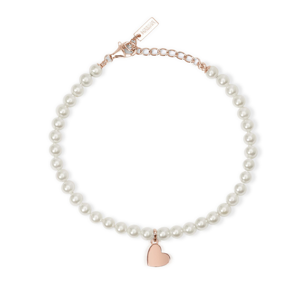 Bracciale Donna Mabina in Argento con perle conchiglia e cuore placcato oro rosa 533734