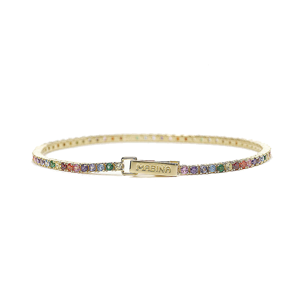 Bracciale Donna Mabina in Argento giallo Tennis con zirconi colorati 533556-M