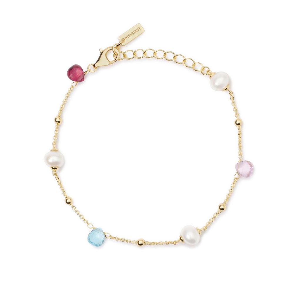 Bracciale Donna Mabina in Argento in argento dorato con glass multicolor e perle coltivate 533897