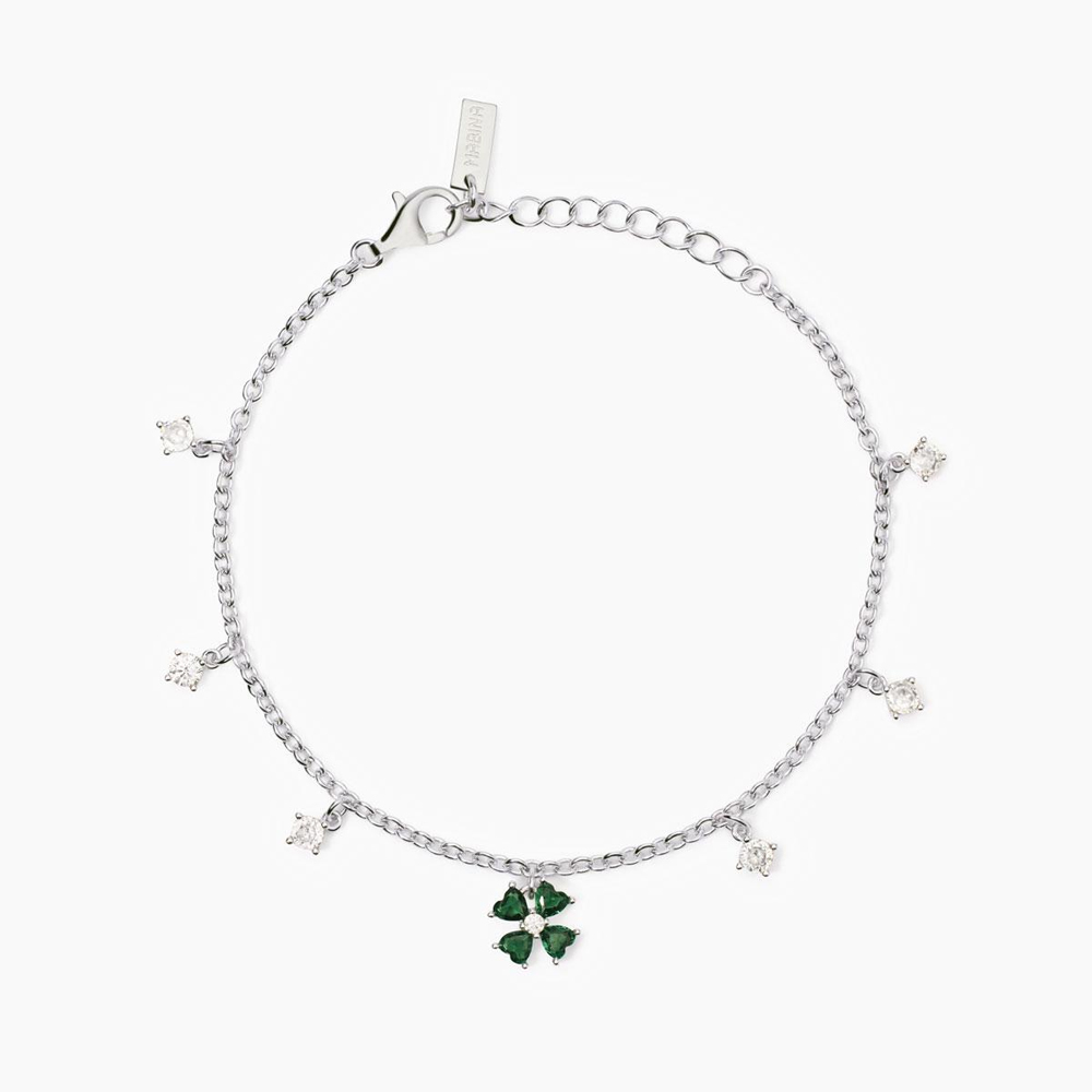 Bracciale Donna Mabina in Argento Quadrifoglio con smeraldi sintetici 533878