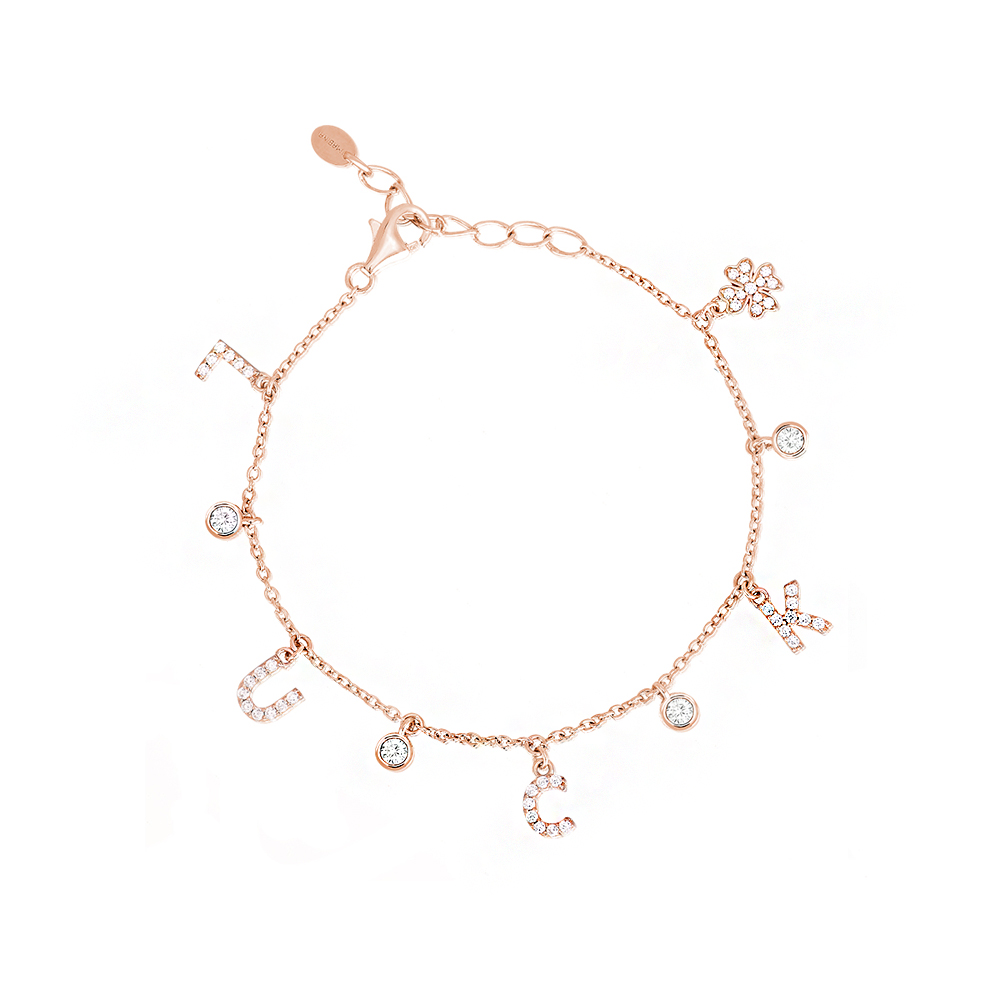 Bracciale Donna Mabina in Argento Rosato con Zirconi e lettere 533340