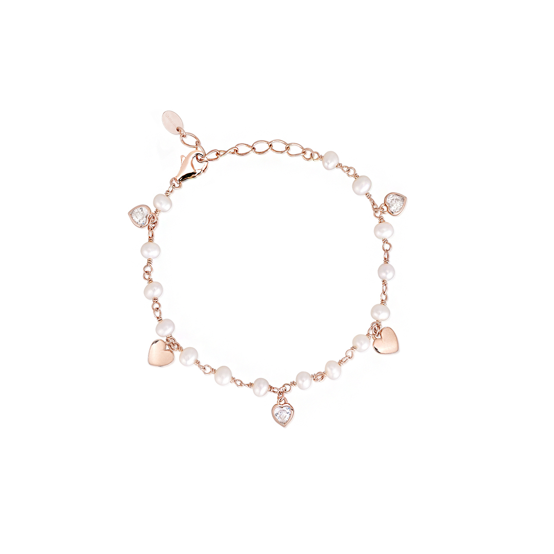 Bracciale Donna Mabina in Argento Rosato Zirconi e perle coltivate 533318