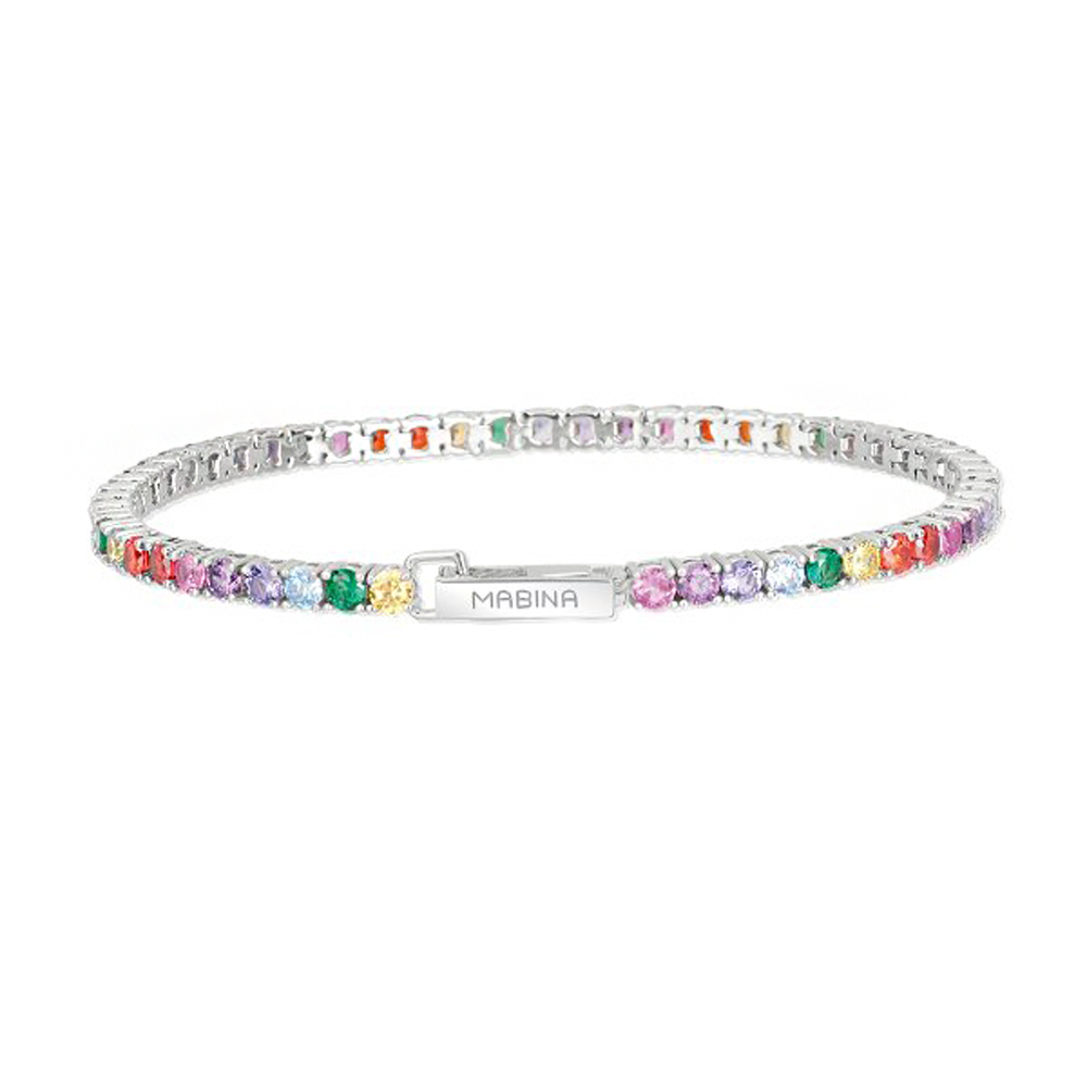 Bracciale Donna Mabina in Argento Tennis con zirconi colorati 533352-M