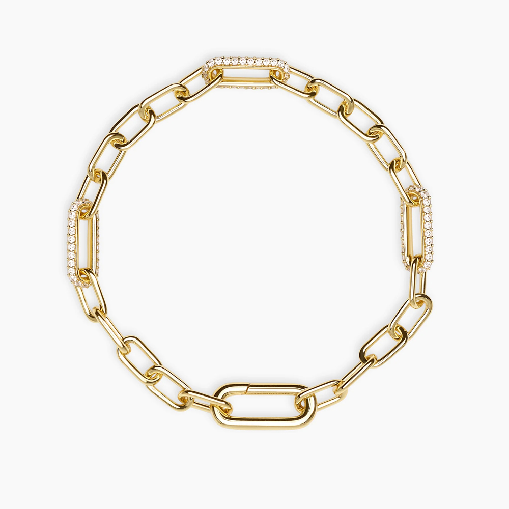 Bracciale Donna Mabina in bronzo e argento dorato con maglie allungate e zirconi