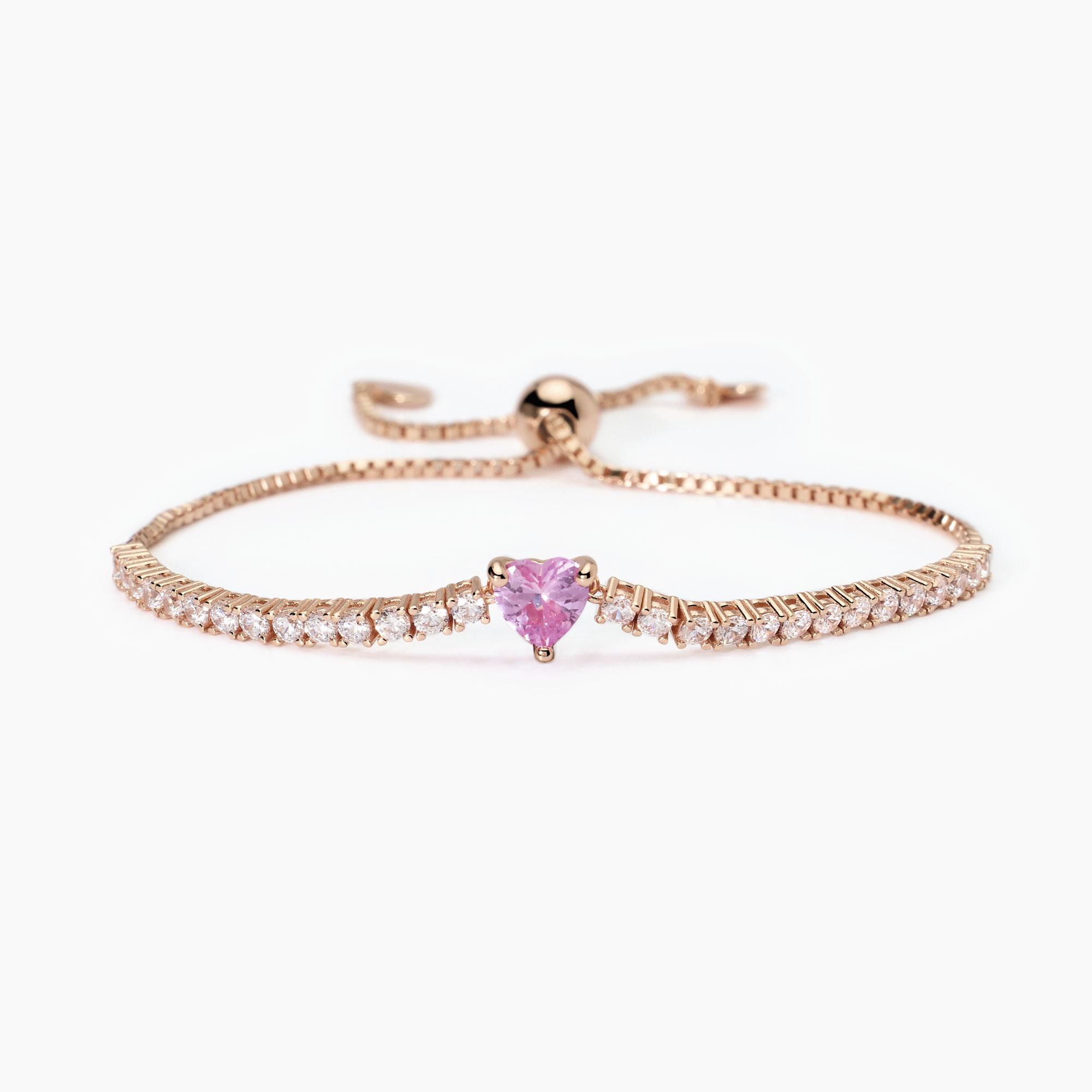 Bracciale Donna Mabina regolabile con tormalina sintetica a cuore 533842