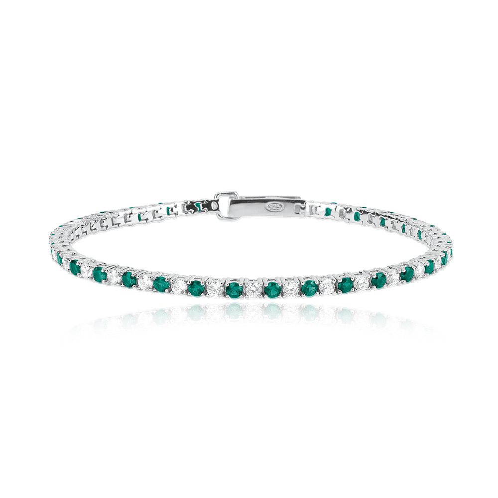 Bracciale Donna Mabina tennis in argento con smeraldi sintetici e zirconi 533458-M