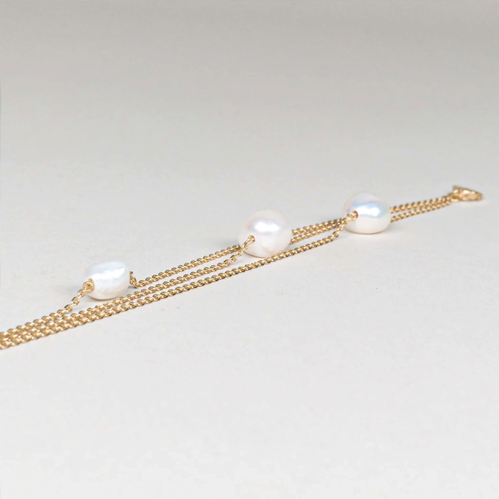 Bracciale gioielli Rebecca in Argento giallo con perle tris SR1BOP03