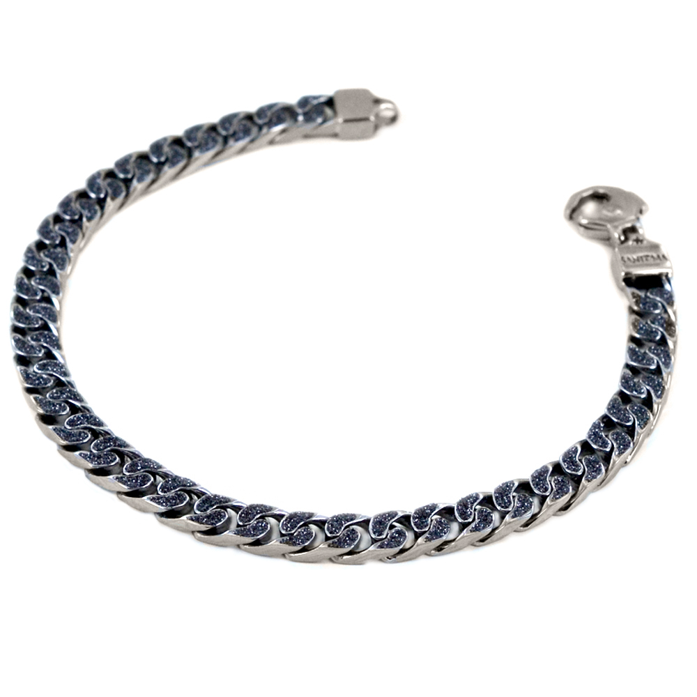 Bracciale Groumette da uomo in argento e polvere di diamante medium