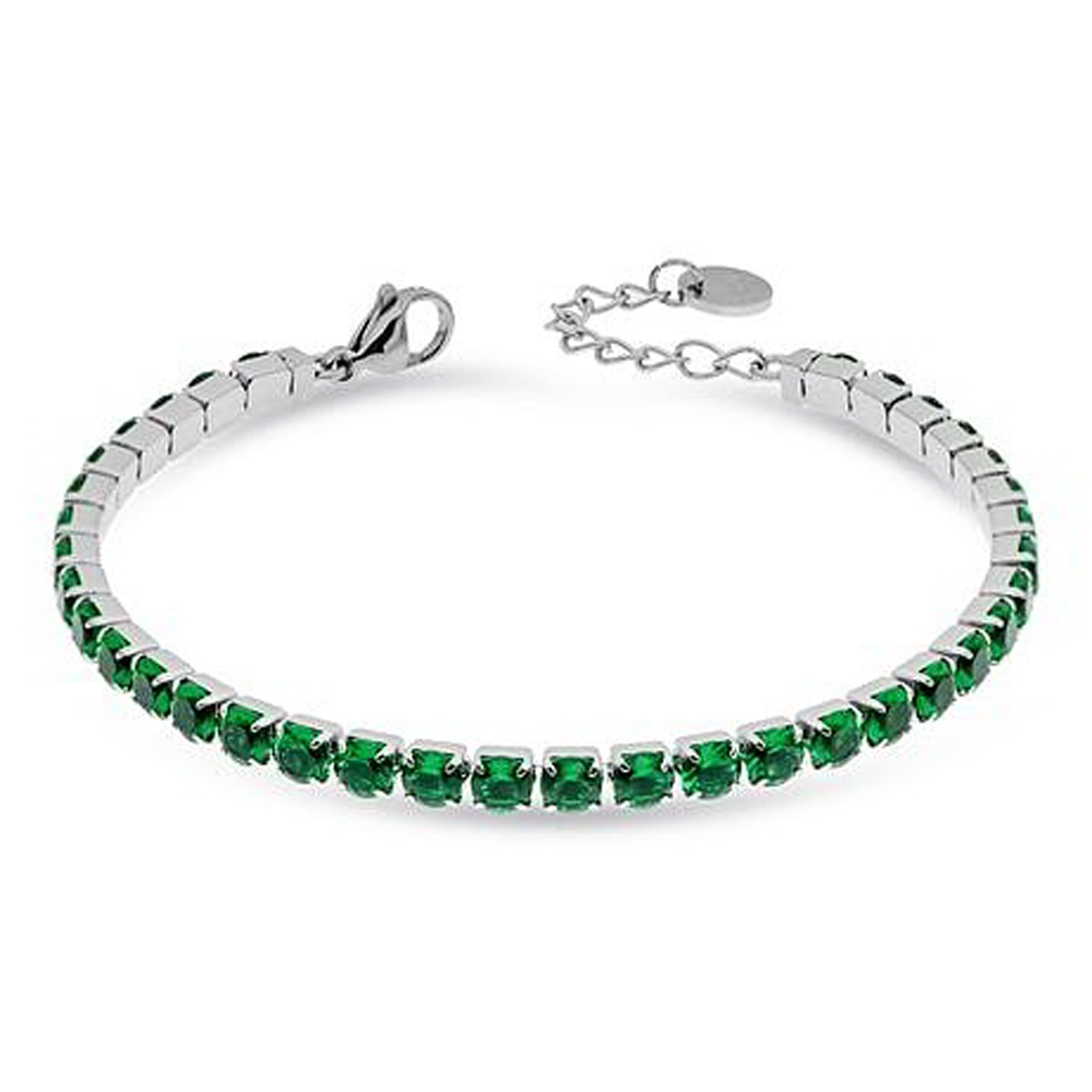 Bracciale in Acciaio da donna tennis con cristalli verdi Essential Woman Liu Jo LJ2420