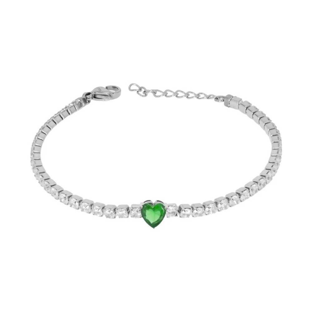 Bracciale in Acciaio da donna tennis con Cuore verde Essential Woman Liu Jo LJ2448