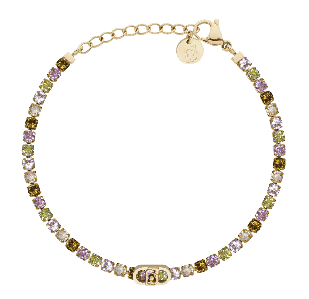 Bracciale in Acciaio Giallo da donna tennis con cristalli colorati Essential Woman Liu Jo LJ3217