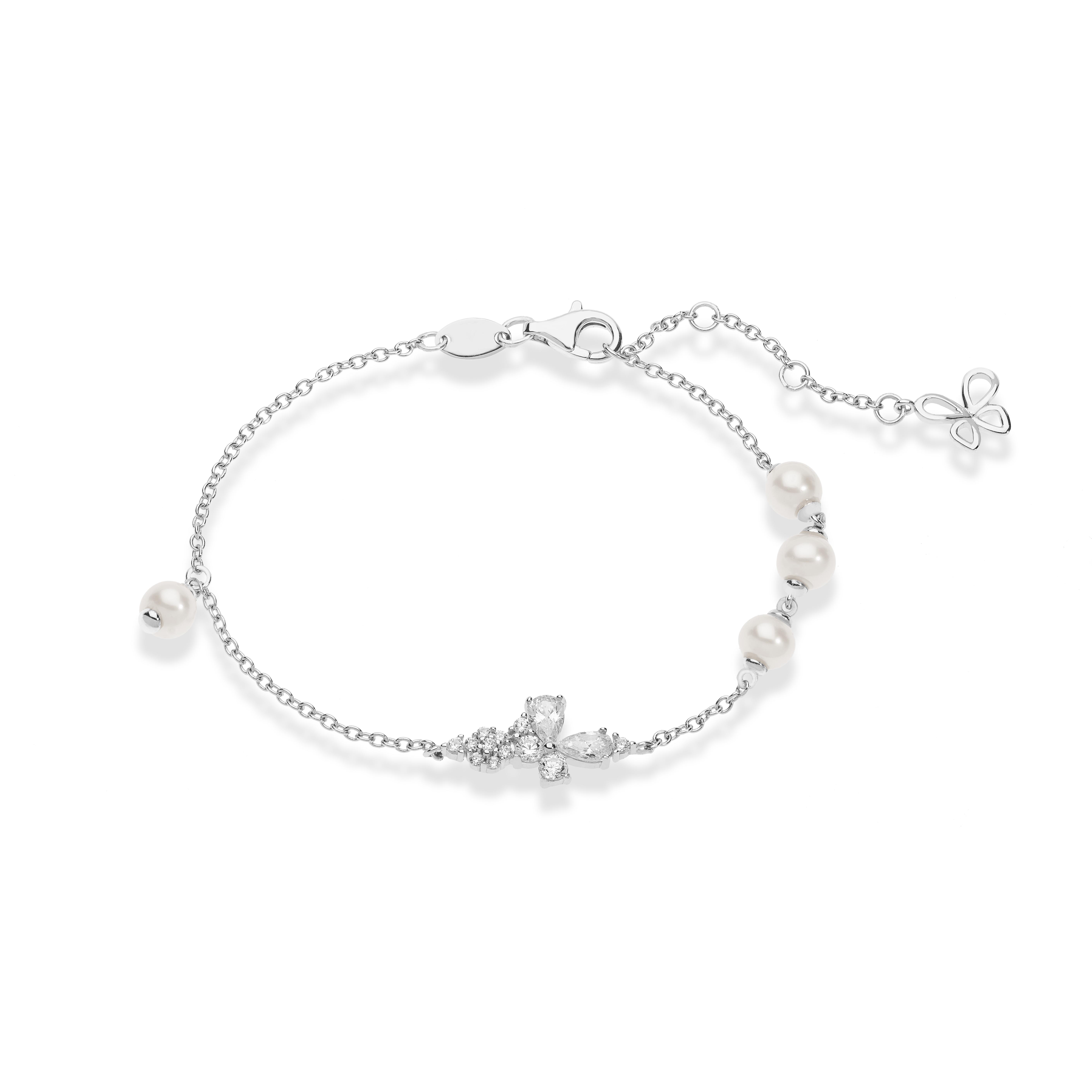 Bracciale in argento Comete Gioielli con zirconi e perle BRA 167