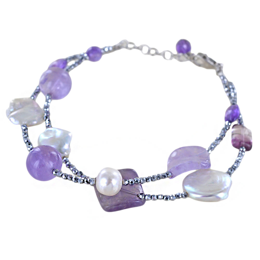 Bracciale in argento con Ametista e perle barocche