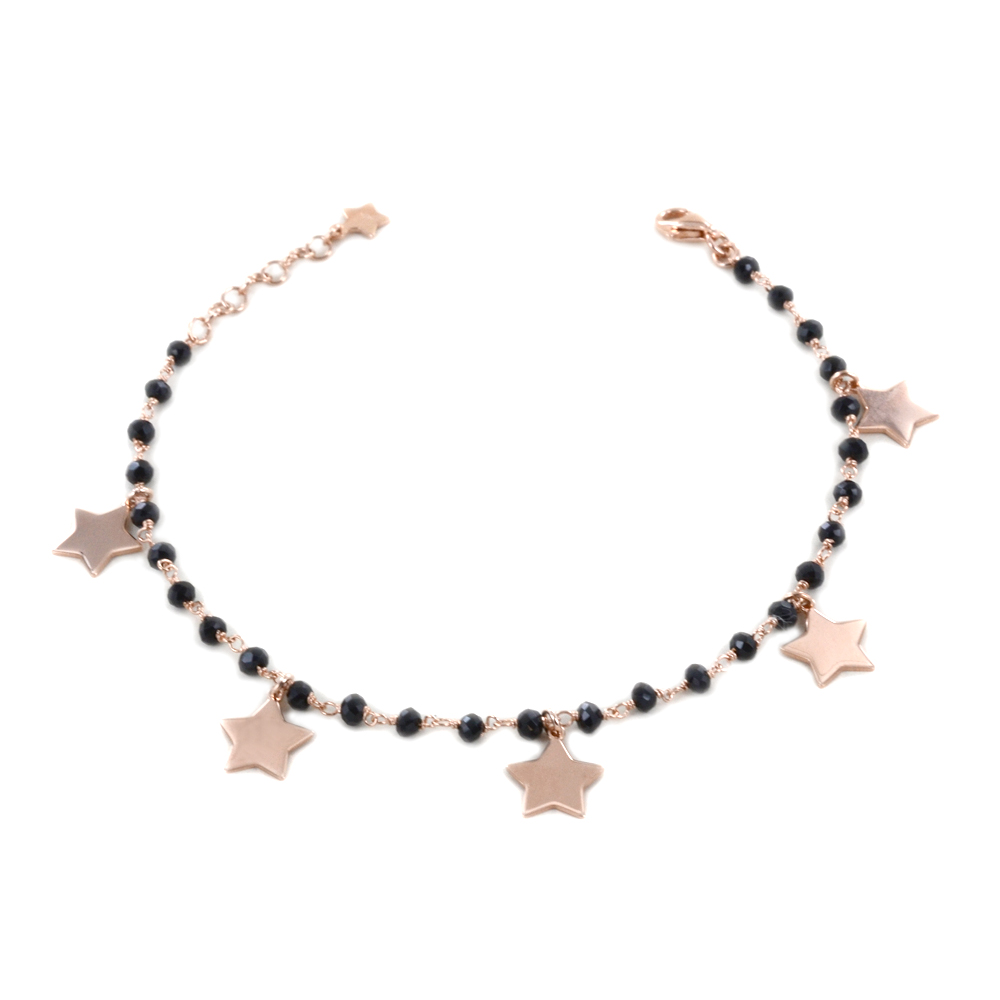 Bracciale in argento con charms stelle e onice 