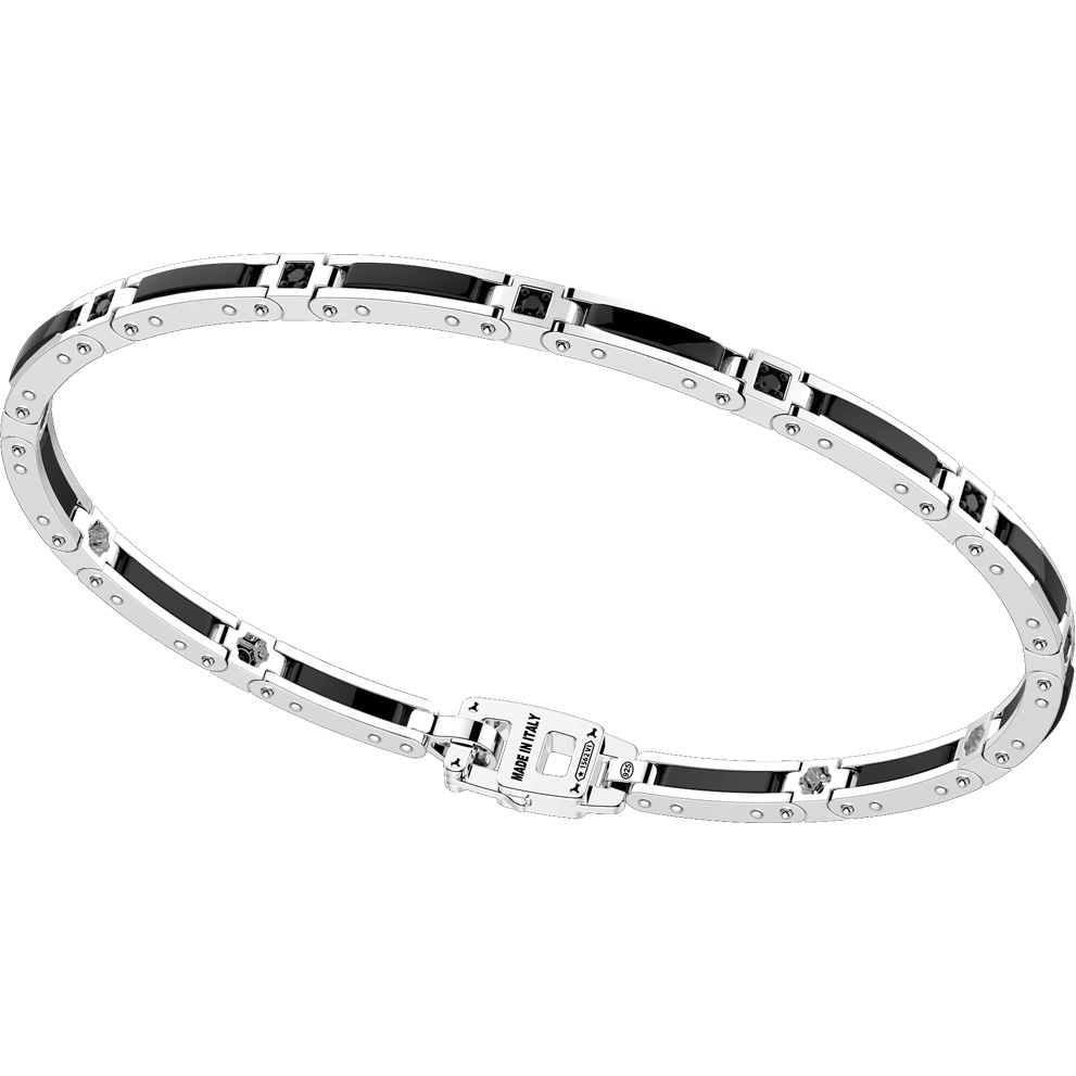 Bracciale in argento da uomo con ceramica nera e spinelli neri Zancan KXB 045-N