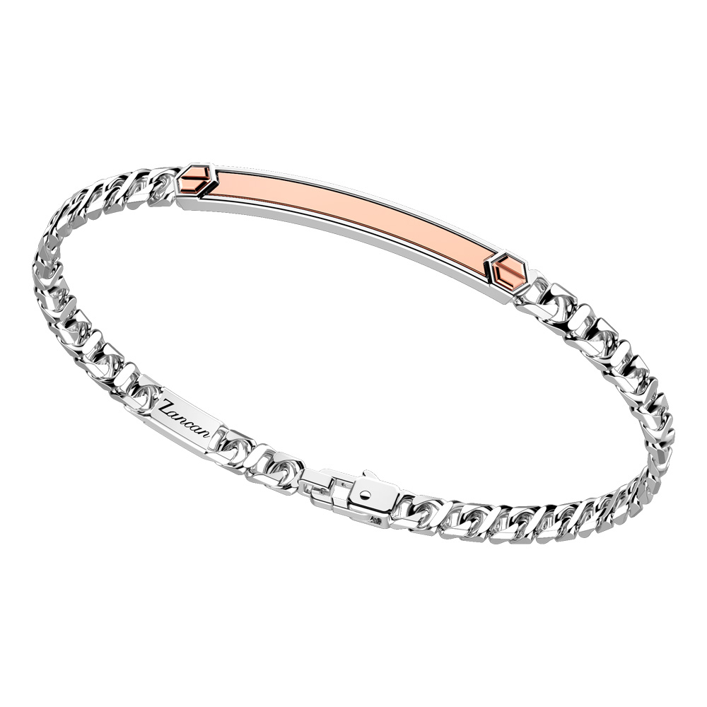 Bracciale in argento da uomo groumette e oro rosa  EXB 885 R