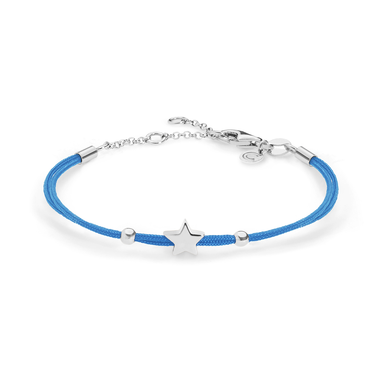 Bracciale in Argento e tessuto azzurro Comete Gioielli 