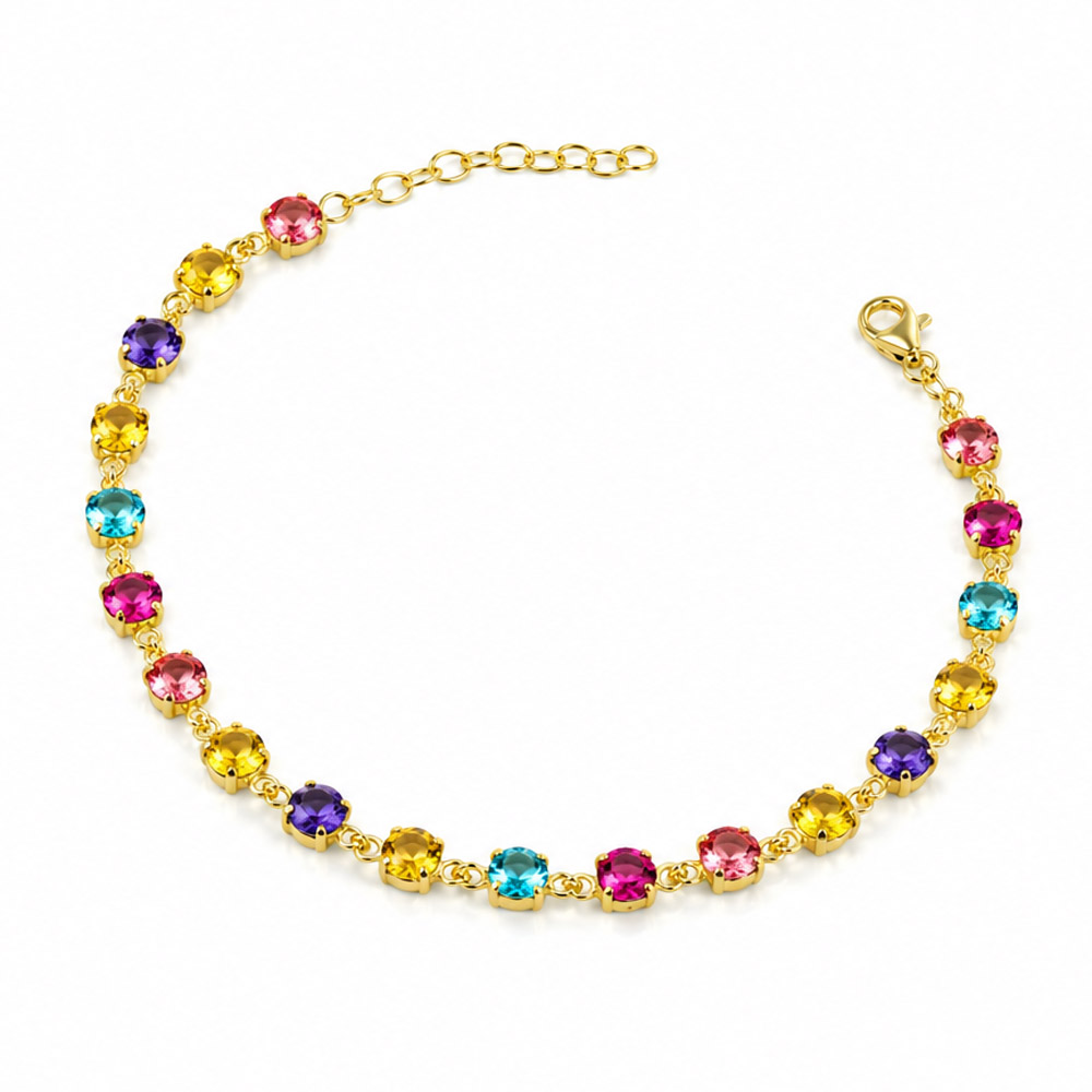Bracciale in argento giallo con pietre colorati 