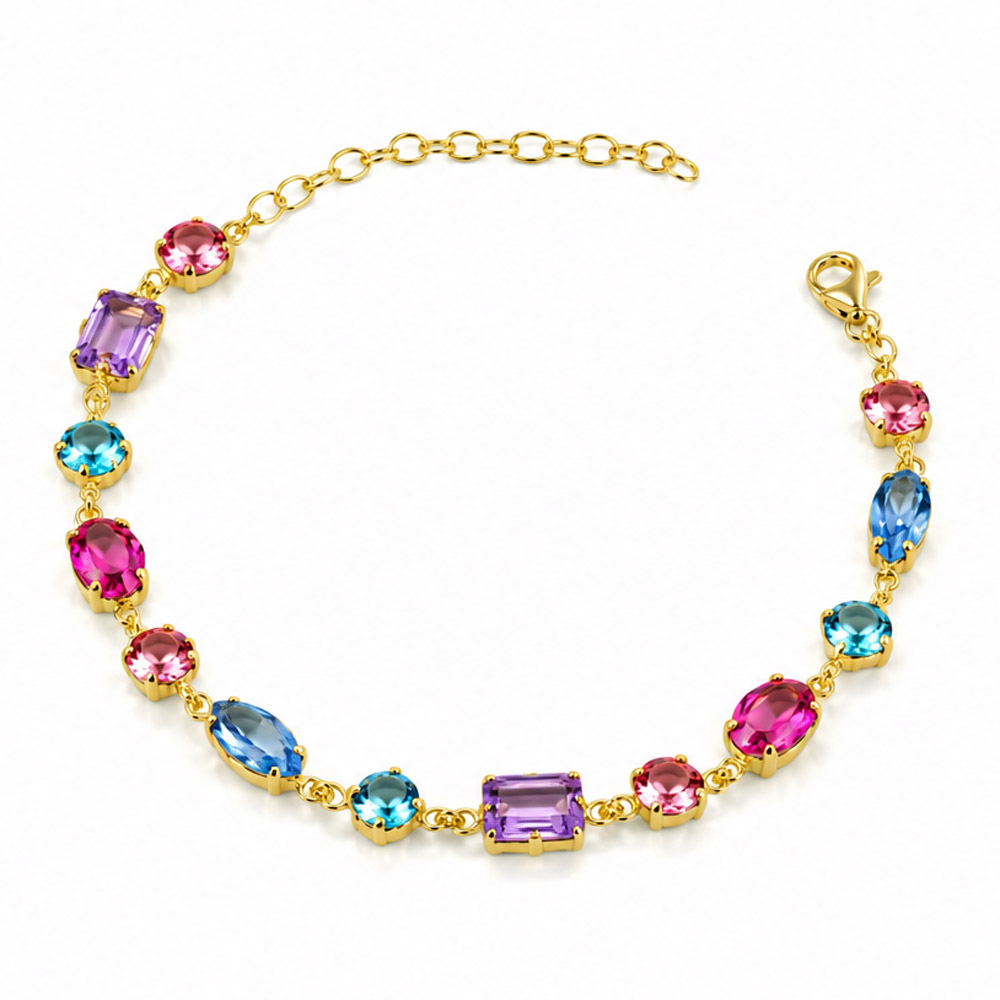 Bracciale in argento giallo con pietre colorati 