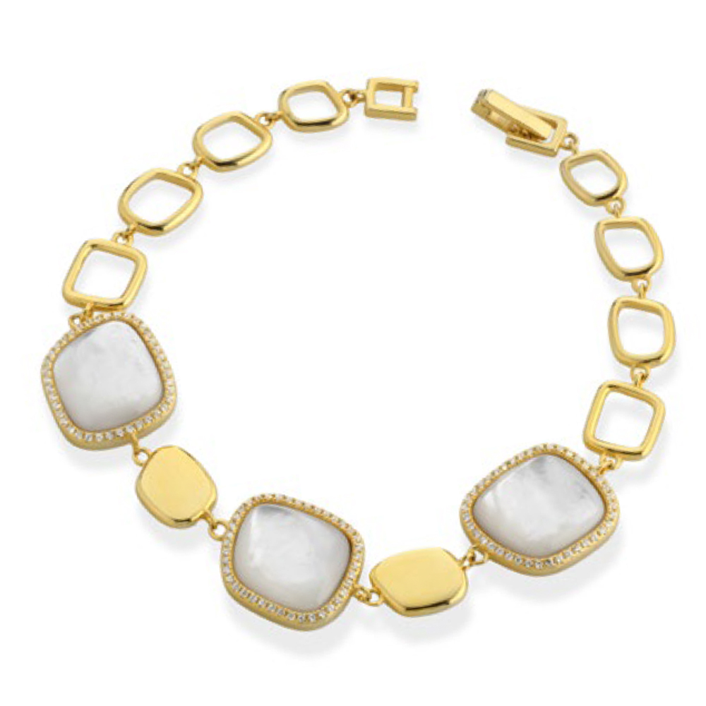 Bracciale in Argento giallo e Madreperla Australiana con zirconi 