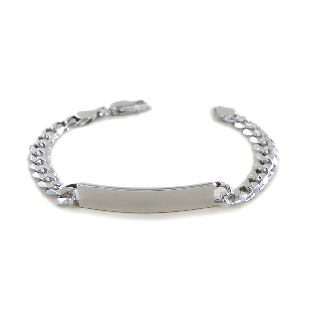 Bracciale in argento lucido con targhetta per incisione Big size