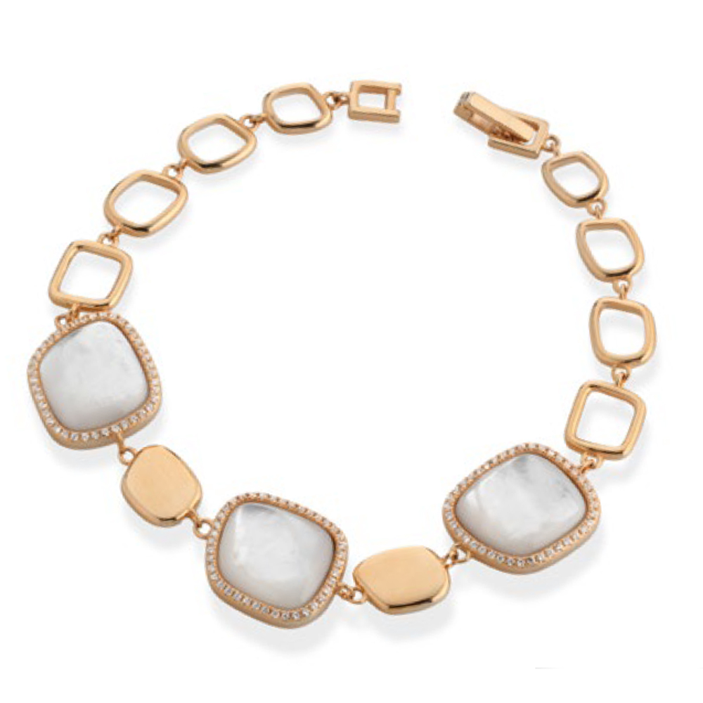 Bracciale in Argento rosato e Madreperla Australiana con zirconi bianchi 