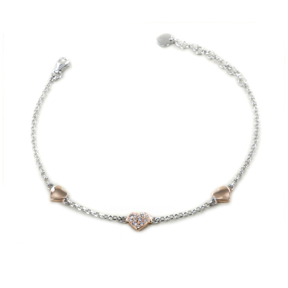 Bracciale in argento silver con cuori e zirconi