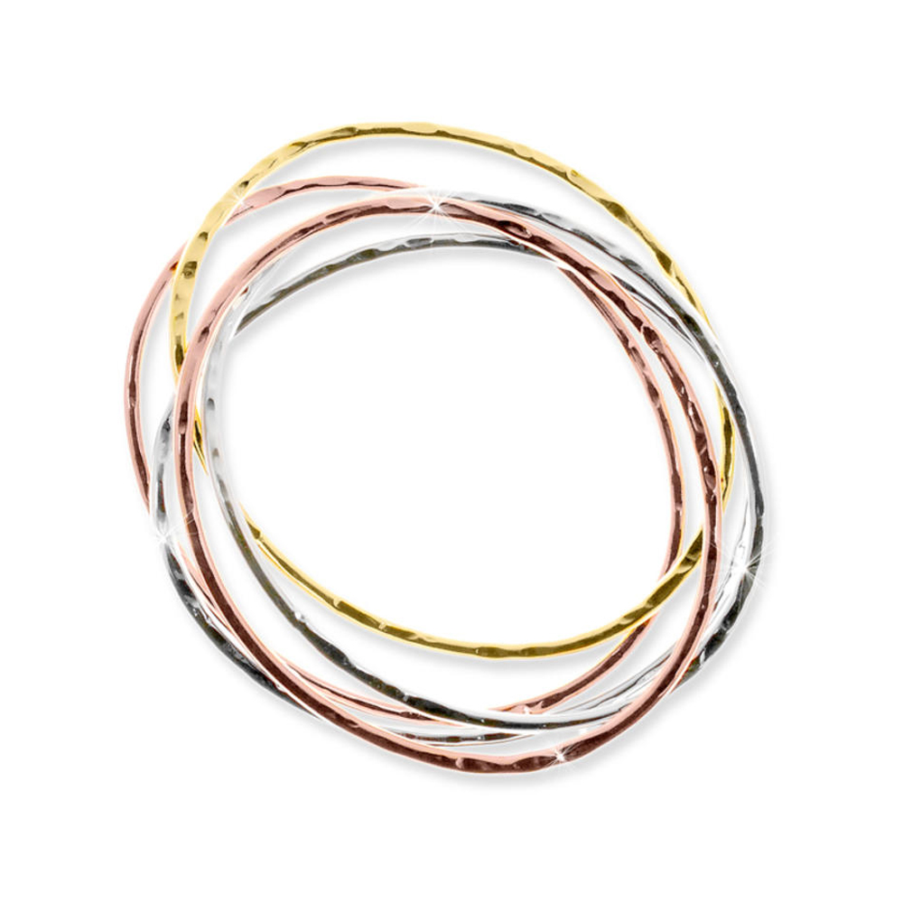 Bracciale Unoaerre in bronzo rigido a tre colori con cinque bracciali singoli 