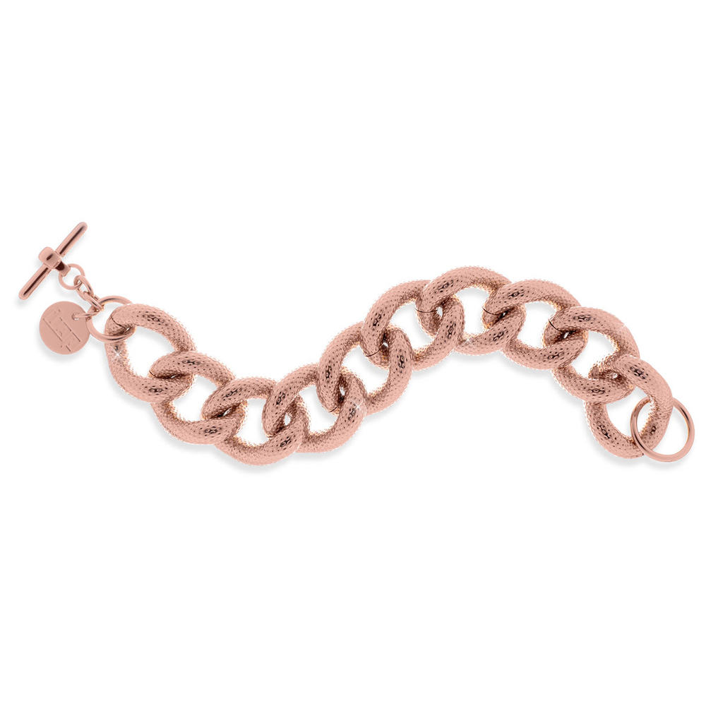 Bracciale Unoaerre in bronzo Rosa con catena grumetta ovale lavorata