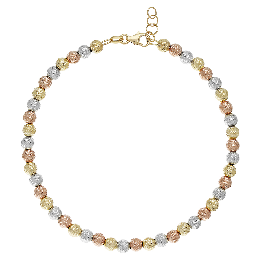 Bracciale in oro a sfere grandi sfaccettate tre colori