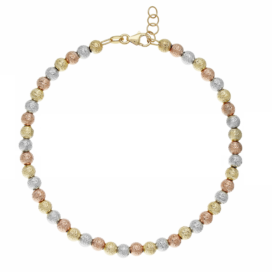Bracciale in oro a sfere medie sfaccettate tre colori