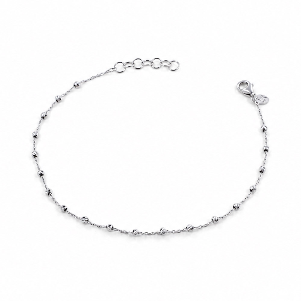 Bracciale in Oro Bianco a sfere sfaccettate 