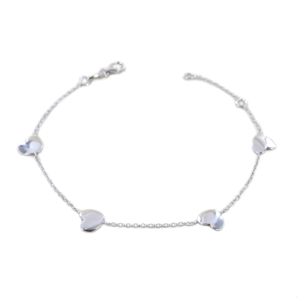 Bracciale in oro bianco con Cuori 