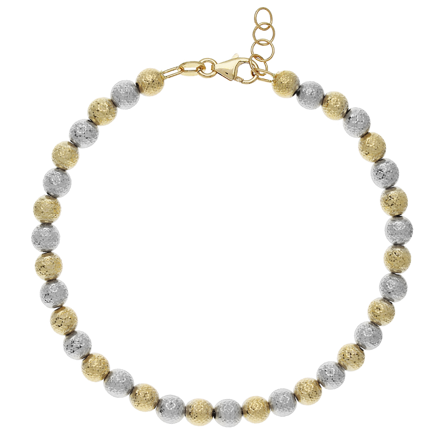 Bracciale in oro Bianco e giallo a sfere grandi sfaccettate