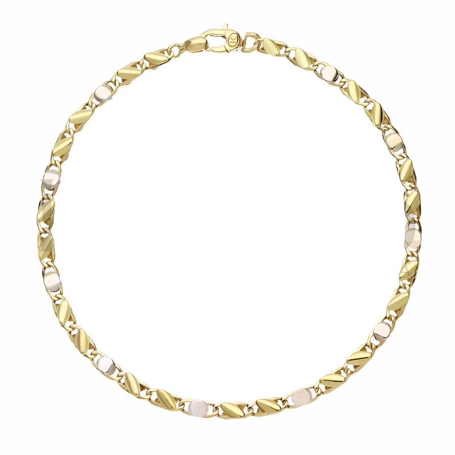 Bracciale in oro da uomo oro bicolore maglia fantasia 21 cm