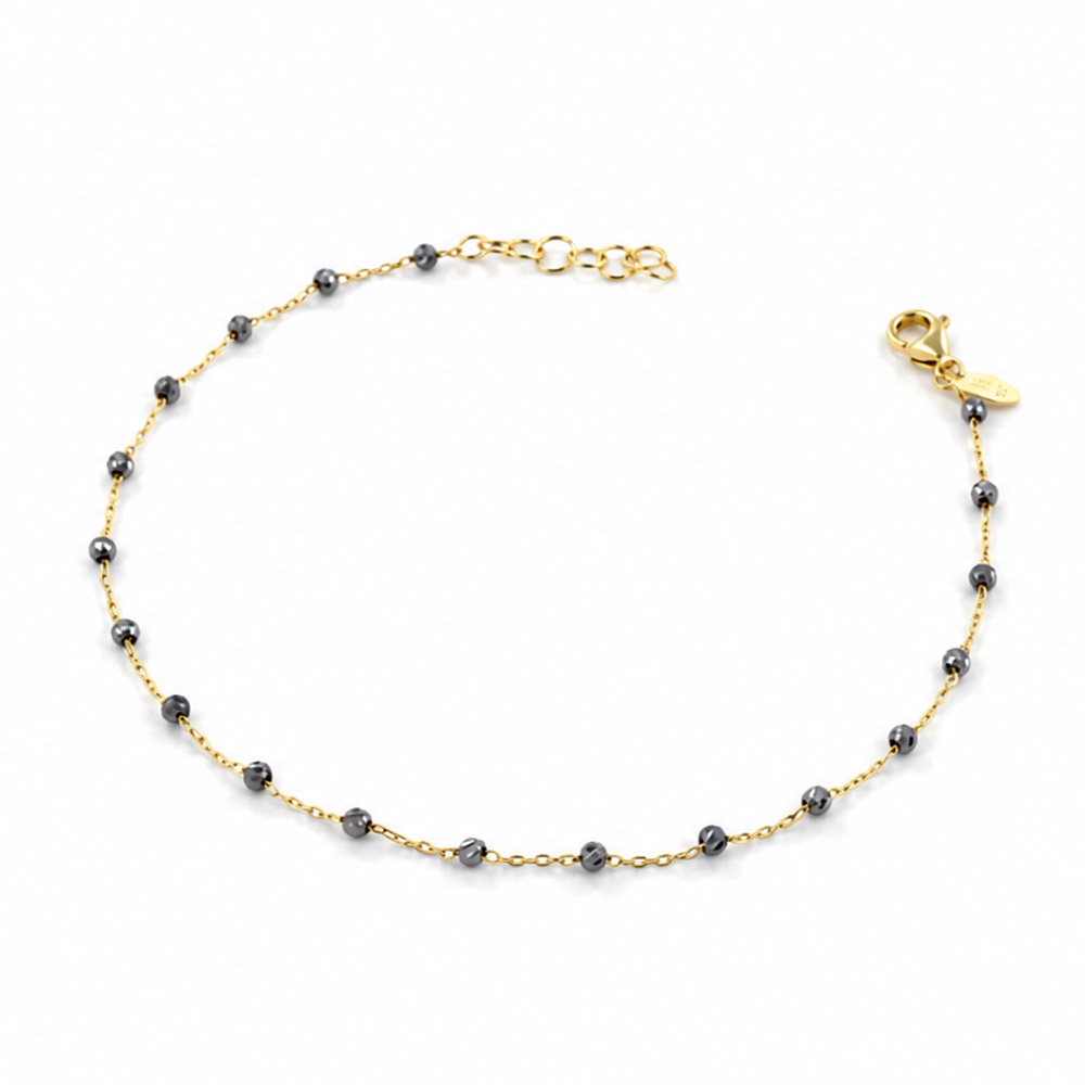 Bracciale in Oro Giallo a sfere sfaccettate brunite 