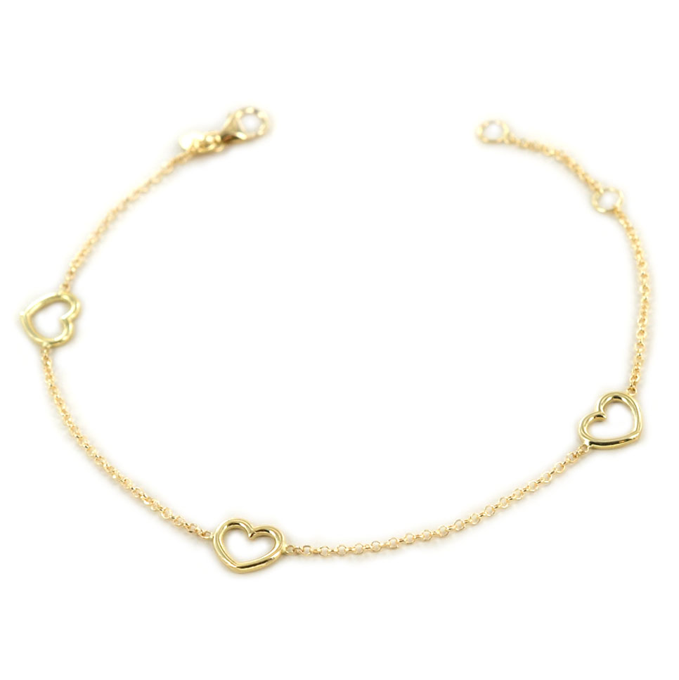 Bracciale in oro giallo con Cuori traforati 