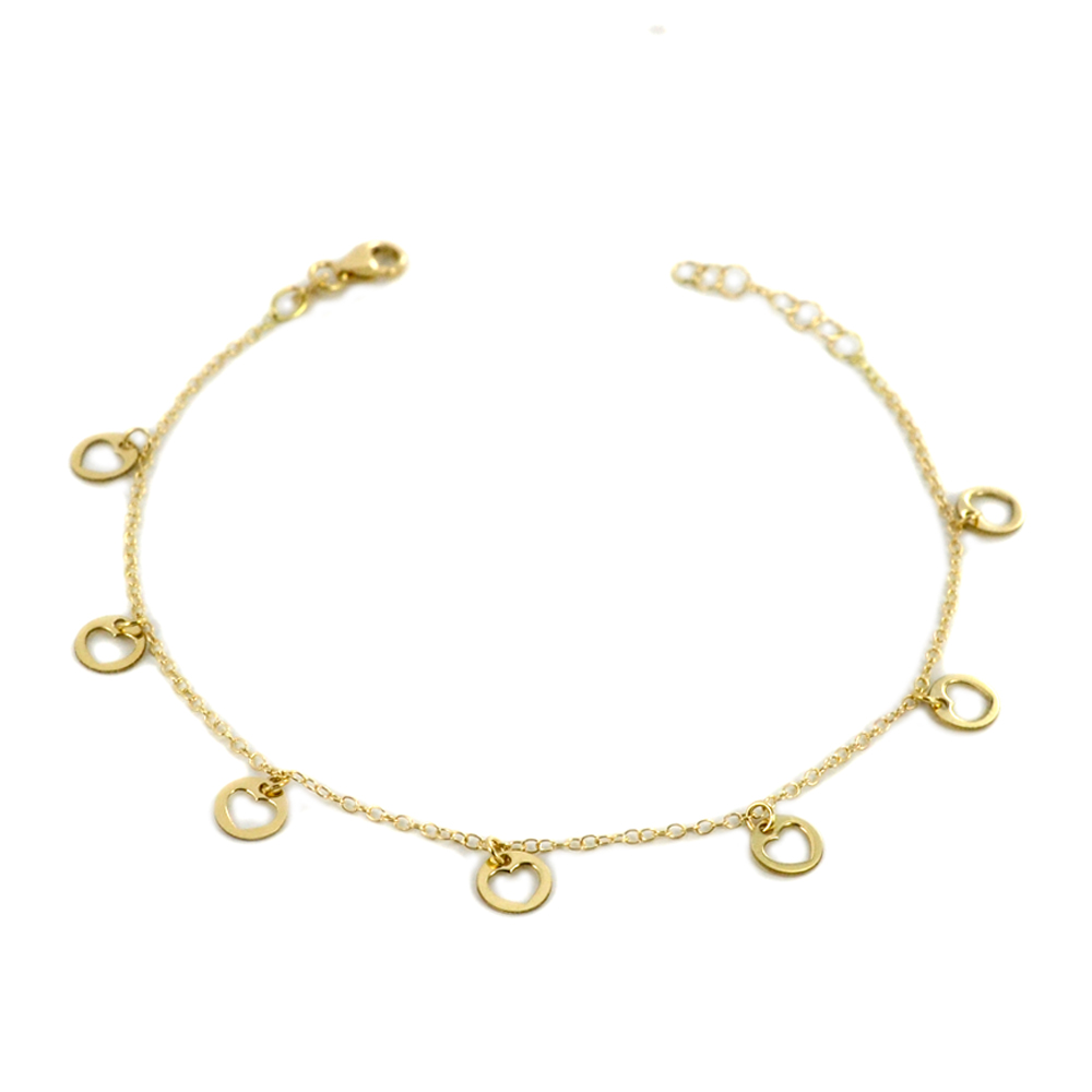 Bracciale in oro Giallo con cuori traforati
