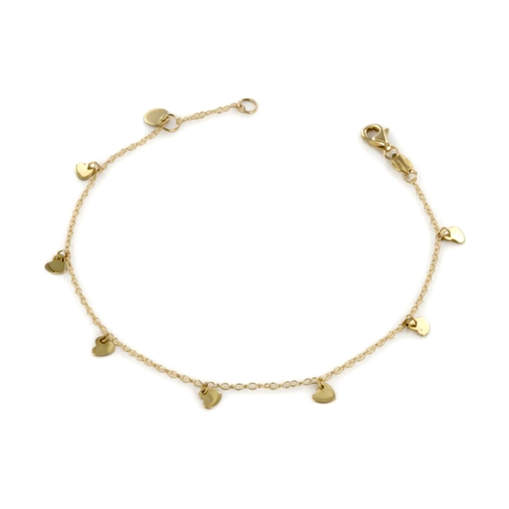 Bracciale in oro giallo con cuoricini 