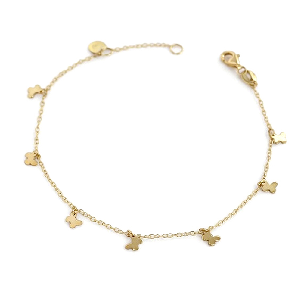 Bracciale in oro giallo con farfalline