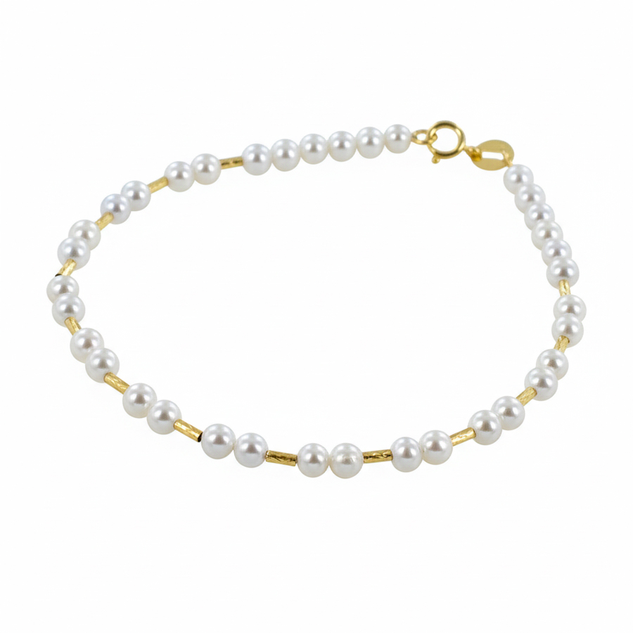 Bracciale in oro giallo con perle di acqua dolce 3.00 - 3.50  mm