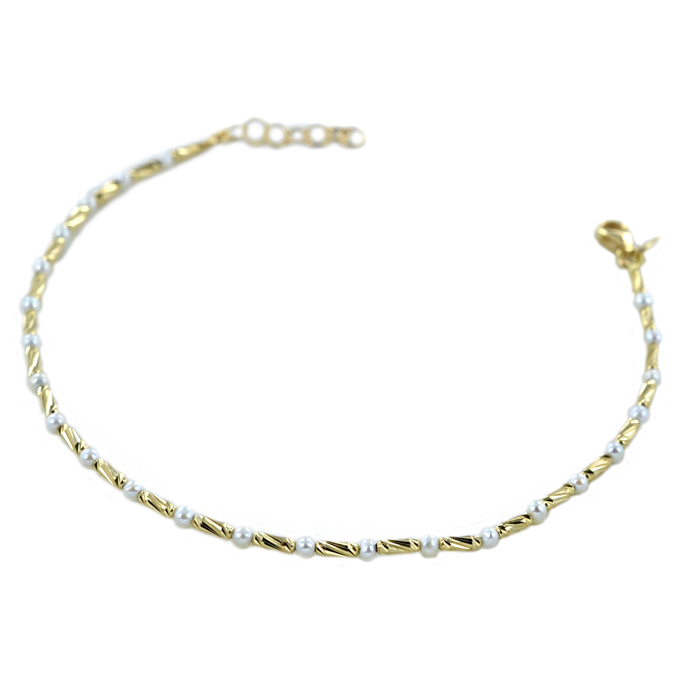 Bracciale in oro giallo con perline 
