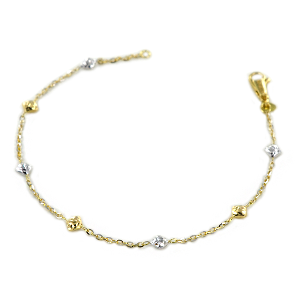 Bracciale in oro giallo e bianco con elementi sfaccettati 