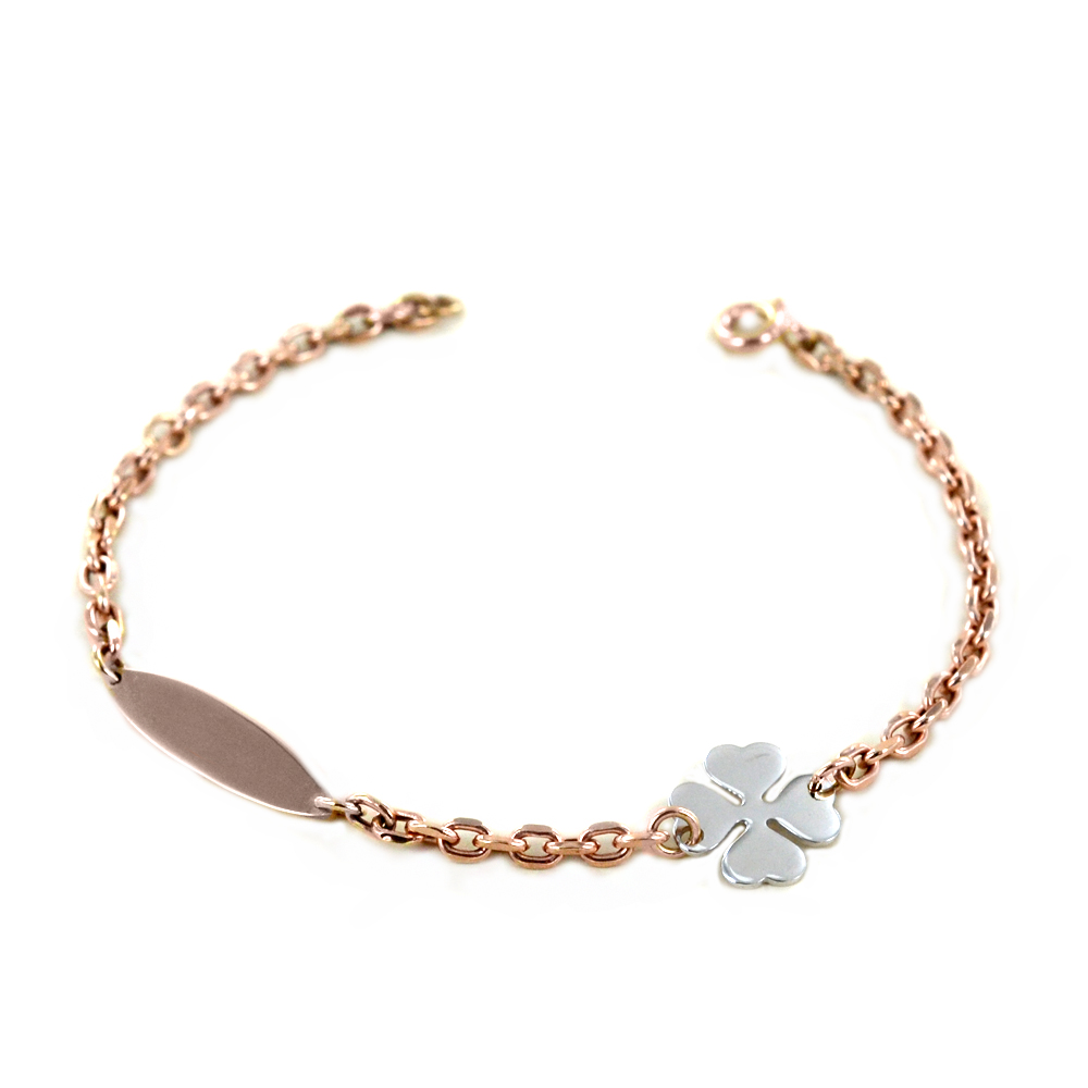 Bracciale in oro rosa da donna personalizzabile con targhetta