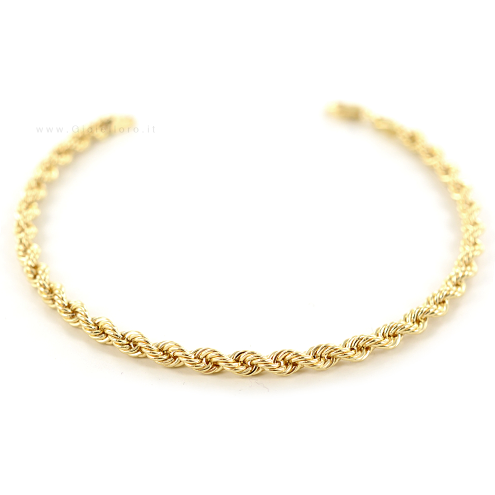 Bracciale maglia fune spessa in oro giallo 19 cm - Oreficeria Aretina 